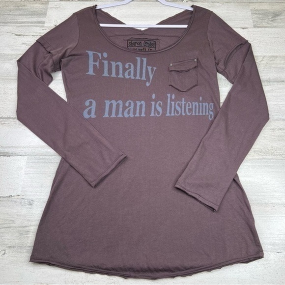 SHARON‎ Cruise Grunge Punk Style Shirt Size Medium Raw Hems Lightweight Crewneck - Picture 1 of 12